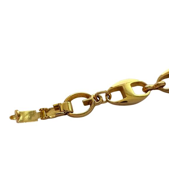 Givenchy Oval Mirrored Gs Gold Plate Bracelet with Clear Gemstones - Picture 4 of 10